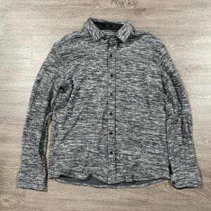 Men's Mavi Gray Heathered‎ Knit Button-Up Shirt Medium Fitted